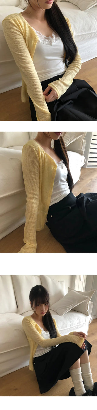 Andor Slim See-through Knit Cardigan