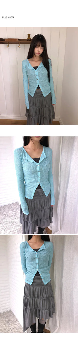 Andor Slim See-through Knit Cardigan