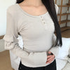 Muite U-Neck Pocket Long Sleeve T-Shirt