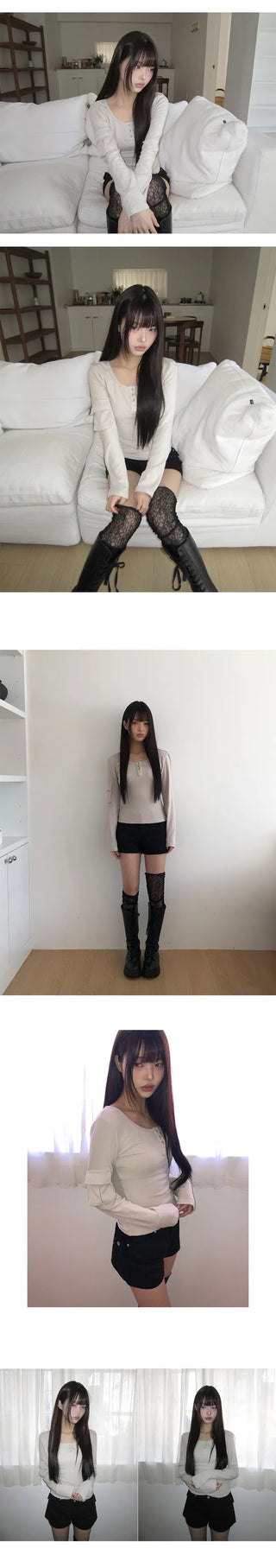 Muite U-Neck Pocket Long Sleeve T-Shirt