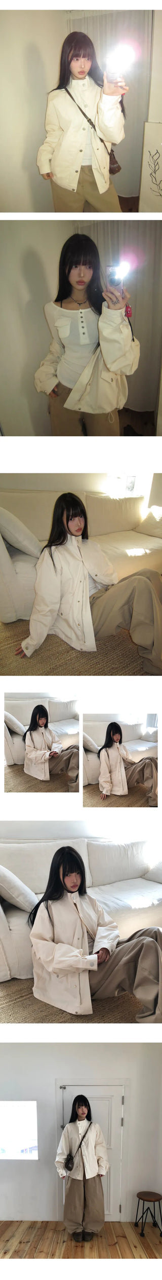 Henlo High-Neck Vintage Oversized Field Jacket