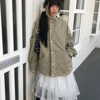 Henlo High-Neck Vintage Oversized Field Jacket
