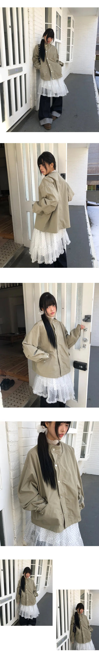 Henlo High-Neck Vintage Oversized Field Jacket