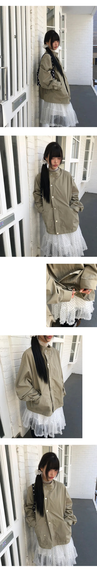 Henlo High-Neck Vintage Oversized Field Jacket