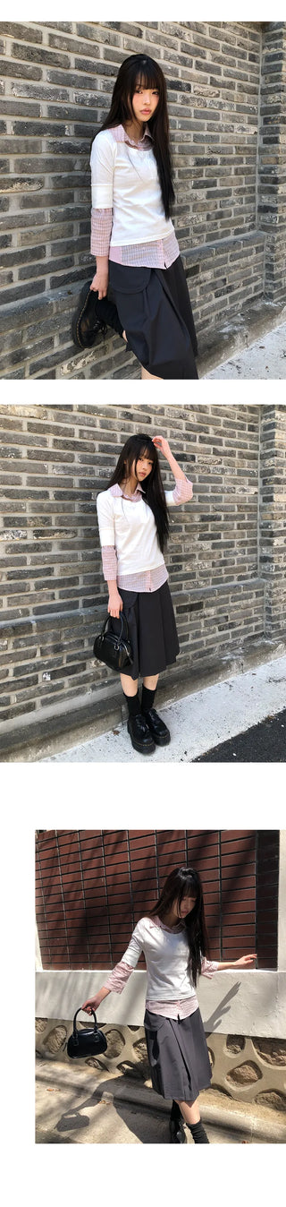 Viet Button Point Color Short Sleeve T-shirt