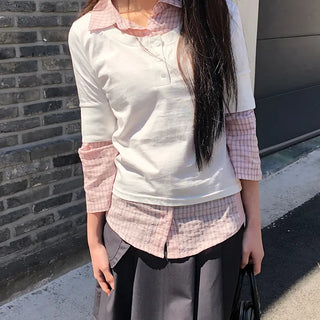 Viet Button Point Color Short Sleeve T-shirt