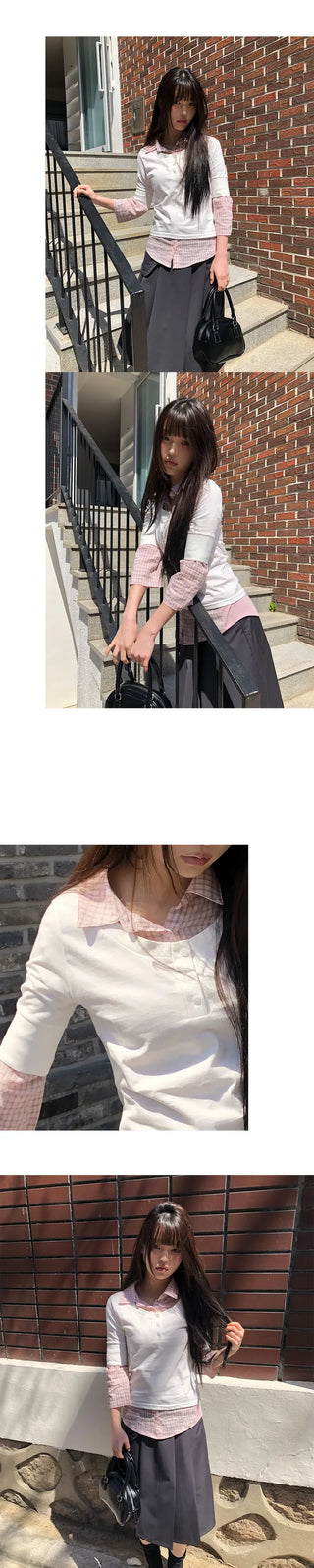 Viet Button Point Color Short Sleeve T-shirt