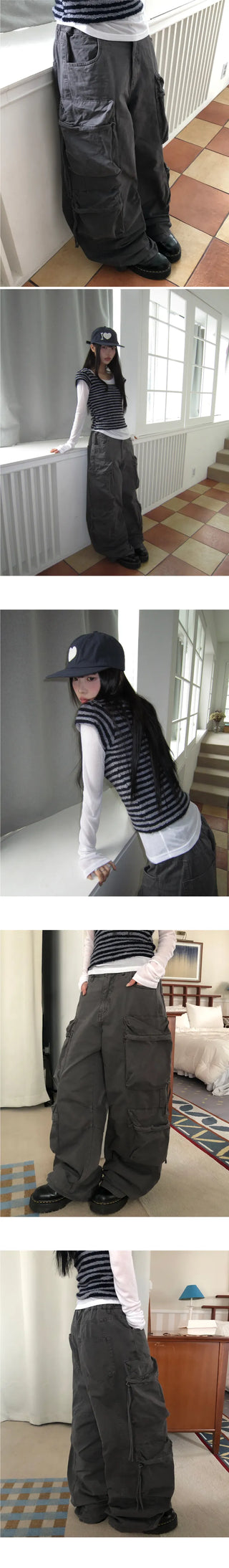 Kayun Wide Back Elastic Cargo Pants