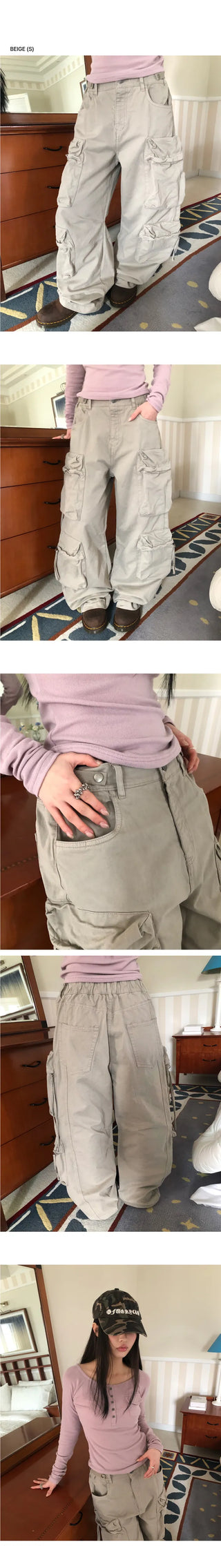 Kayun Wide Back Elastic Cargo Pants
