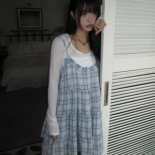 Aera Frill Check Sleeveless Dress