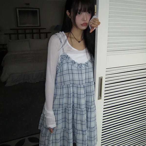 Aera Frill Check Sleeveless Dress