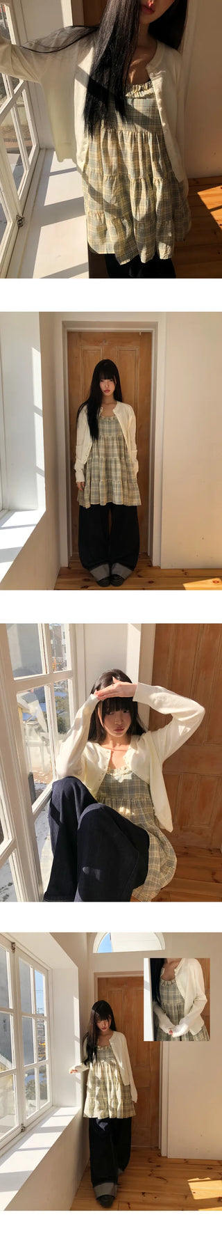 Aera Frill Check Sleeveless Dress