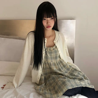 Aera Frill Check Sleeveless Dress