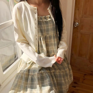 Aera Frill Check Sleeveless Dress