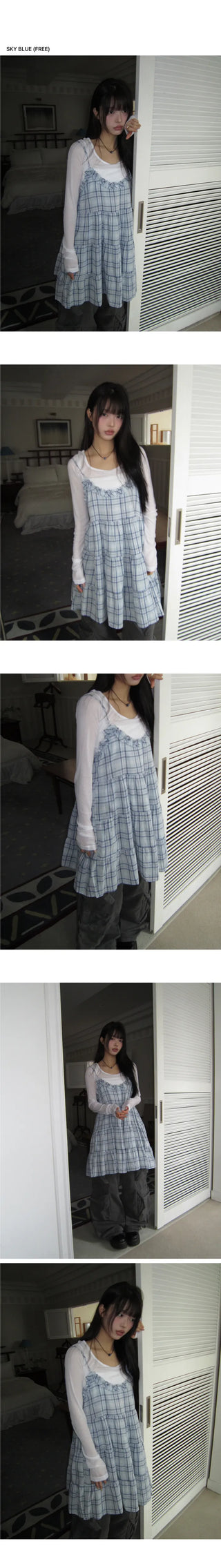 Aera Frill Check Sleeveless Dress