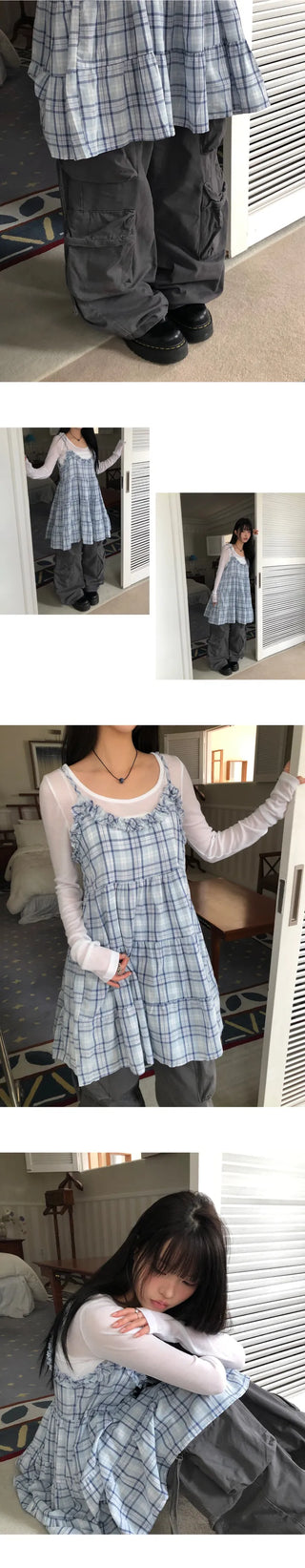 Aera Frill Check Sleeveless Dress