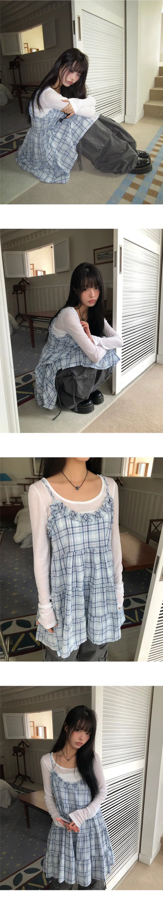 Aera Frill Check Sleeveless Dress