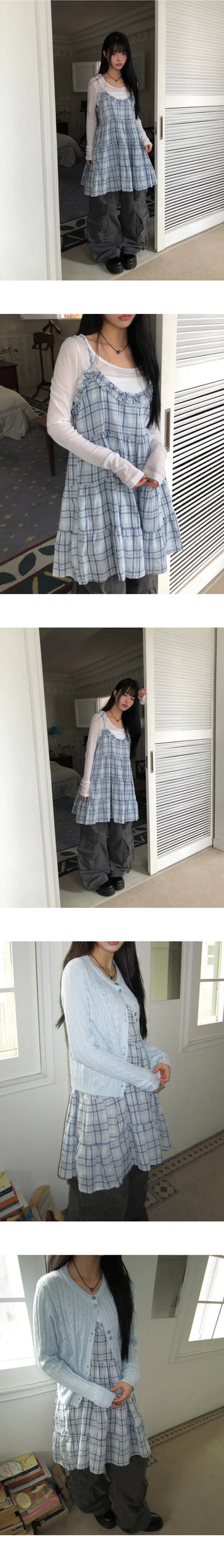 Aera Frill Check Sleeveless Dress