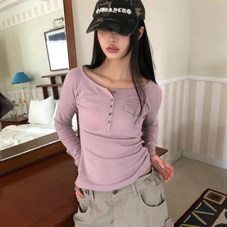 Soren Pocket Off-Shoulder Long Sleeve T-shirt