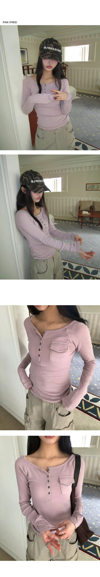 Soren Pocket Off-Shoulder Long Sleeve T-shirt