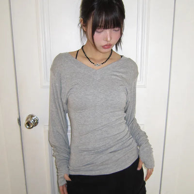 Tael V-neck Warmer Long Sleeve T-shirt