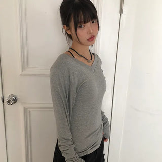 Tael V-neck Warmer Long Sleeve T-shirt