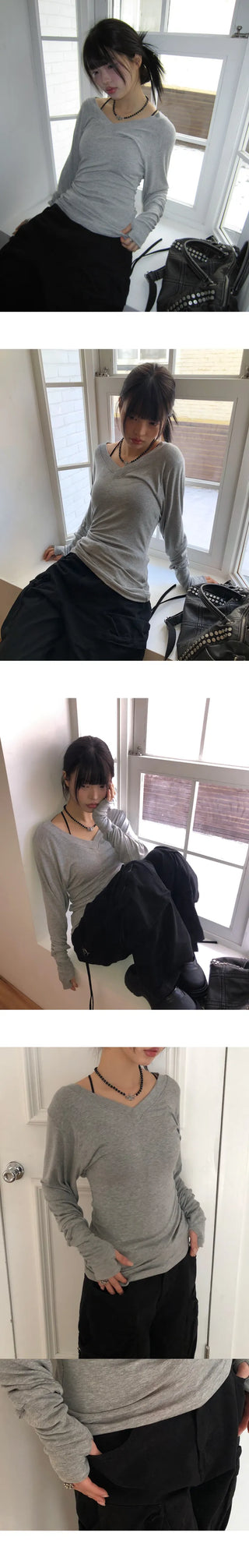 Tael V-neck Warmer Long Sleeve T-shirt