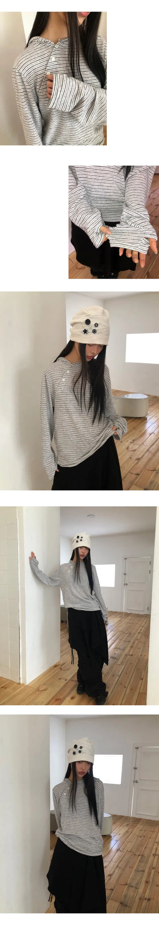 Dante Asymmetrical Warmer Striped Hoodie