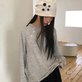 Dante Asymmetrical Warmer Striped Hoodie