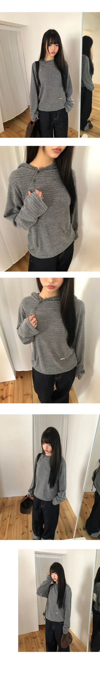 Dante Asymmetrical Warmer Striped Hoodie