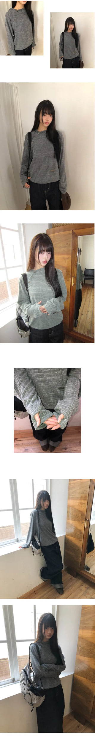 Dante Asymmetrical Warmer Striped Hoodie