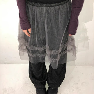 Sabun Tulle Skirt Layered Fleece-Lined Skirt Pants