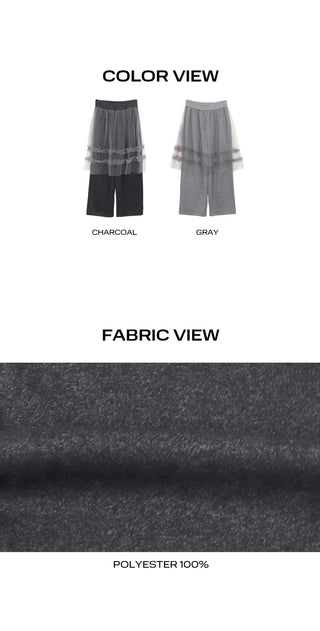Sabun Tulle Skirt Layered Fleece-Lined Skirt Pants