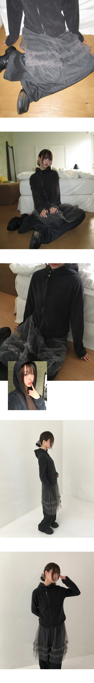 Sabun Tulle Skirt Layered Fleece-Lined Skirt Pants