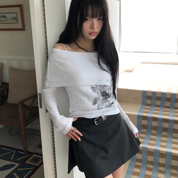 Lavender Side Slit Skirt Pants