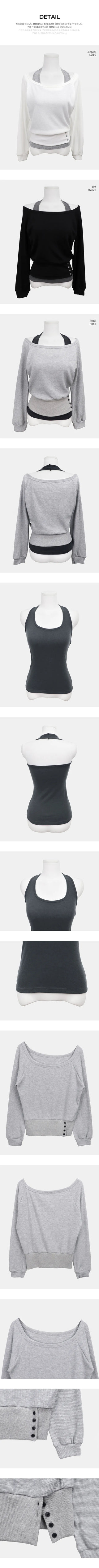 Hamin Halter Waffle Off-Shoulder Sweatshirt