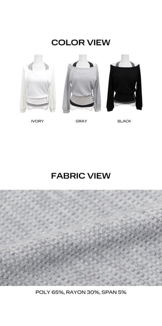 Hamin Halter Waffle Off-Shoulder Sweatshirt