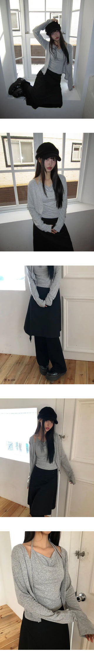 Annyu Asymmetrical Button Midi Skirt