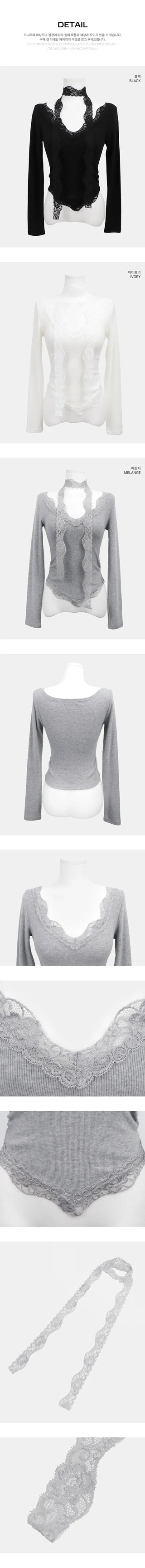 Kimen Lace Fleece-lined Crop Long Sleeve T-shirt