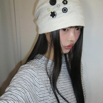 Fern Button Beanie