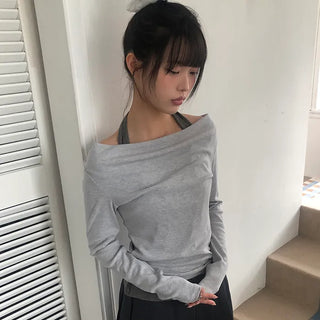 DL Halter Layered Long Sleeve T-shirt