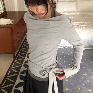DL Halter Layered Long Sleeve T-shirt