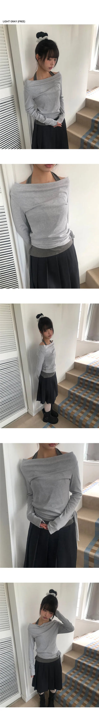 DL Halter Layered Long Sleeve T-shirt