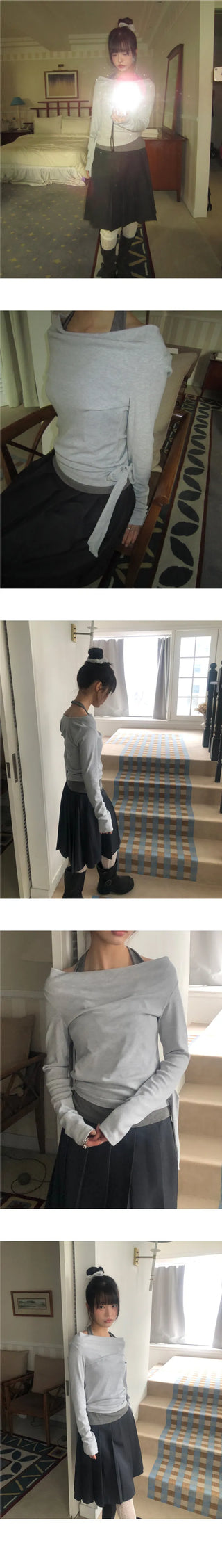 DL Halter Layered Long Sleeve T-shirt
