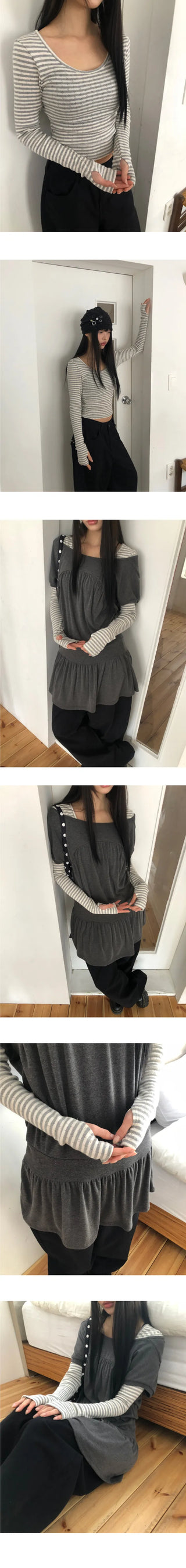 Roric Striped Warmer Punched Long Sleeve T-shirt