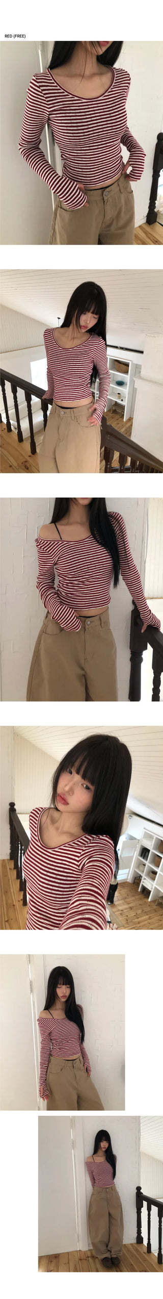 Roric Striped Warmer Punched Long Sleeve T-shirt
