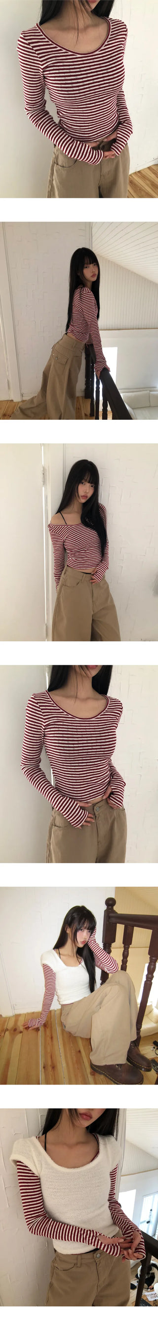 Roric Striped Warmer Punched Long Sleeve T-shirt