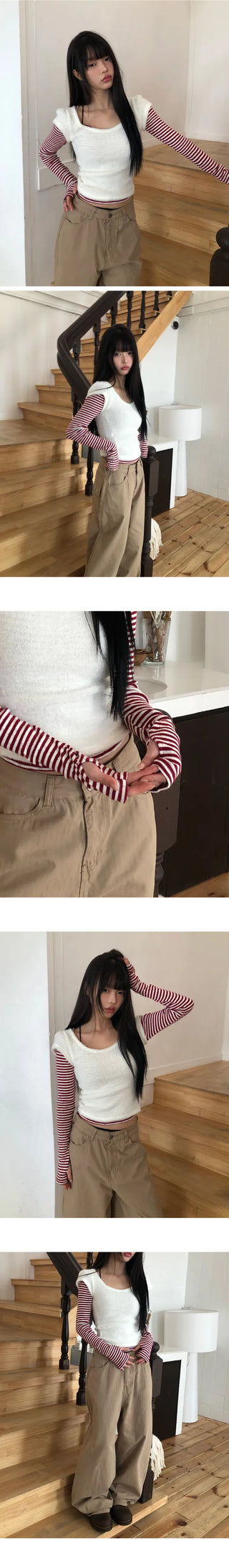Roric Striped Warmer Punched Long Sleeve T-shirt
