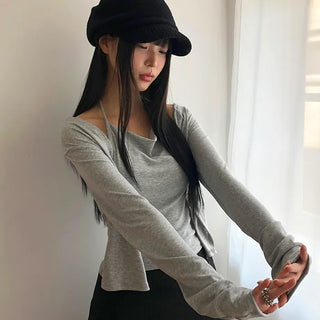 Miem Layered Halter Sleeveless Cardigan