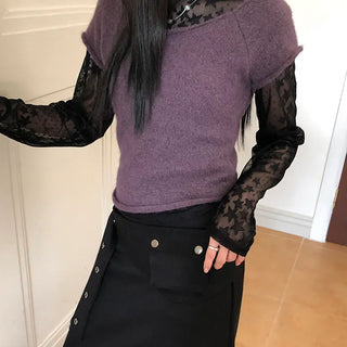 Dor Lip Neck Short Sleeve Knit